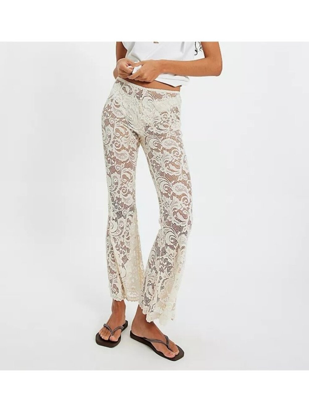SPELL Labyrinth All Over Lace Flare Pants Festival Hippie Boho Chic Womens M